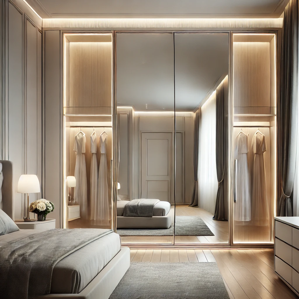 wardrobe design with mirror